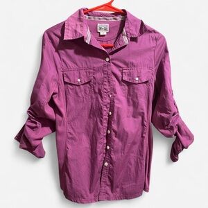 Converse One Star Button-Up Shirt in Magenta